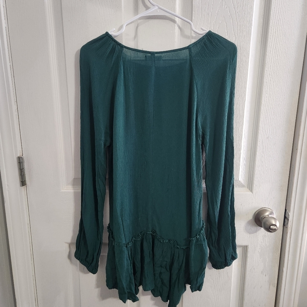 Maurices green lace gauze tunic fairycore whimsical boho peasant cottagecore med - Picture 8 of 9